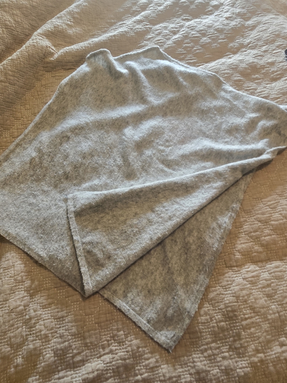 Light Gray Women's Sweater Shawl Top - Soft Knit
